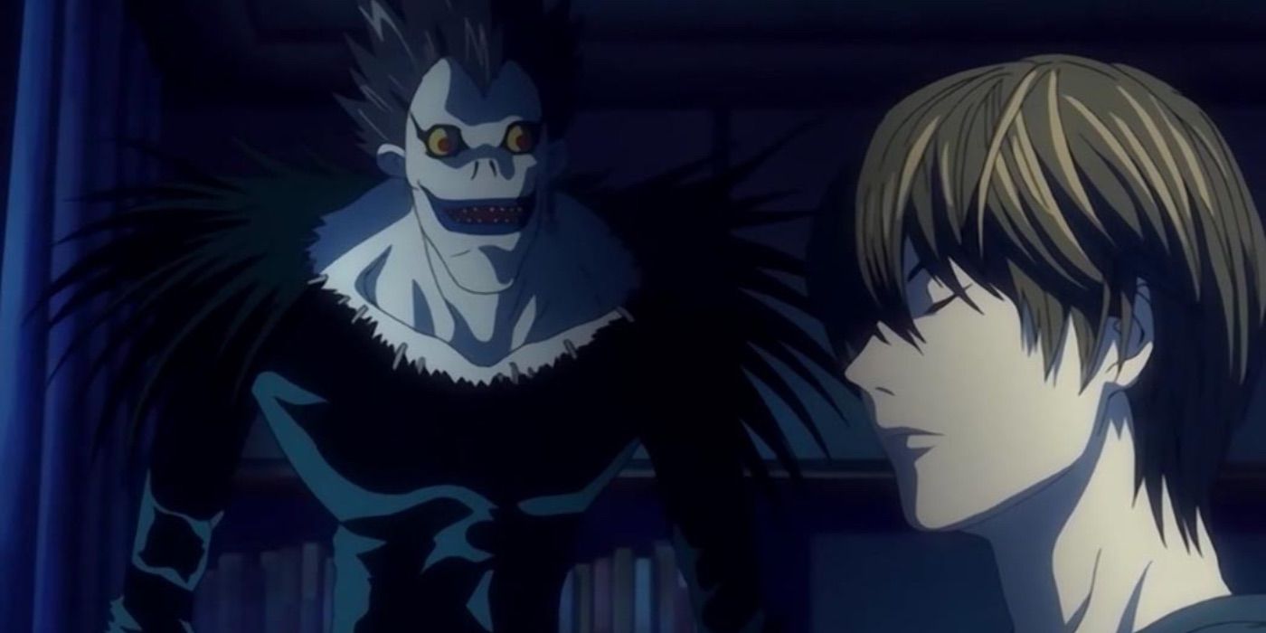 Light e Ryuk conversando em Death Note