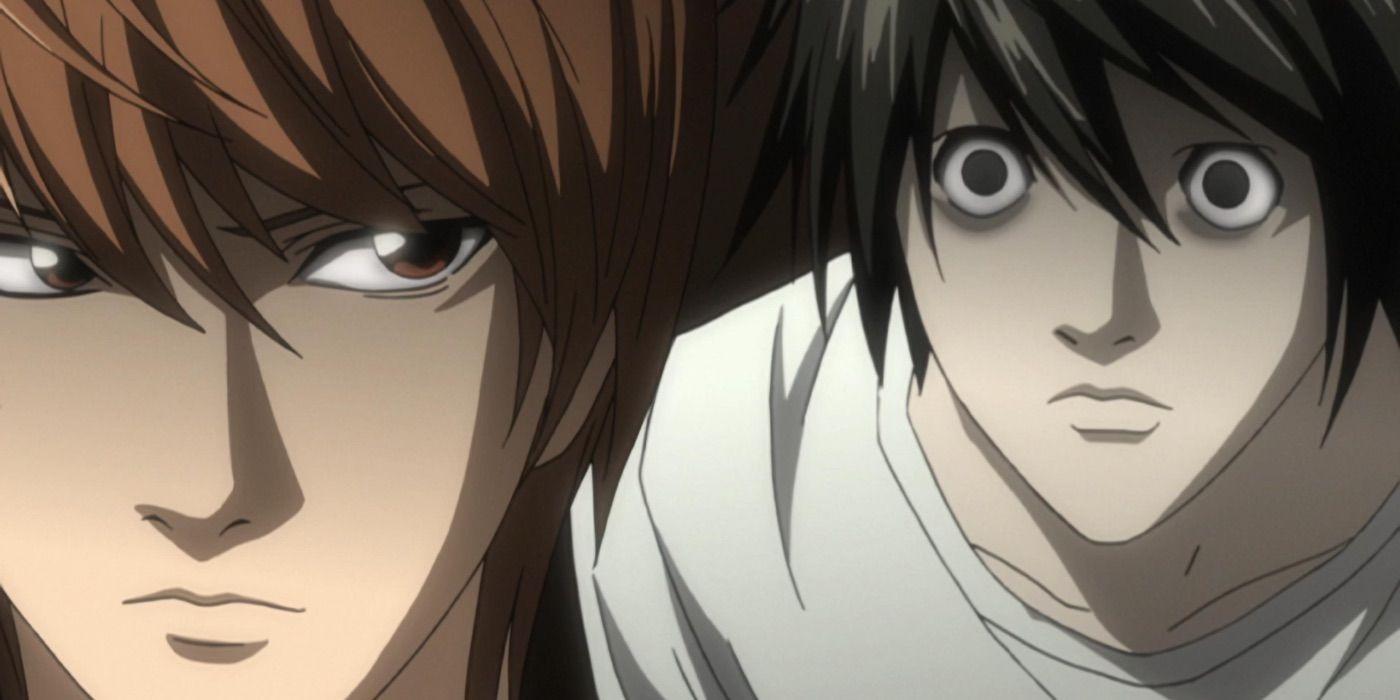 Light e L se encarando em Death Note