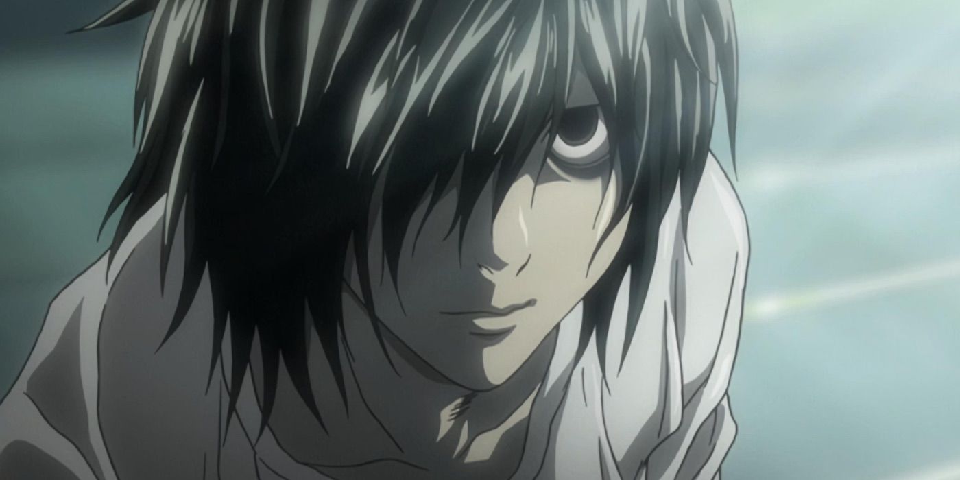L Lawliet covered in water after a rainstorm Death Note