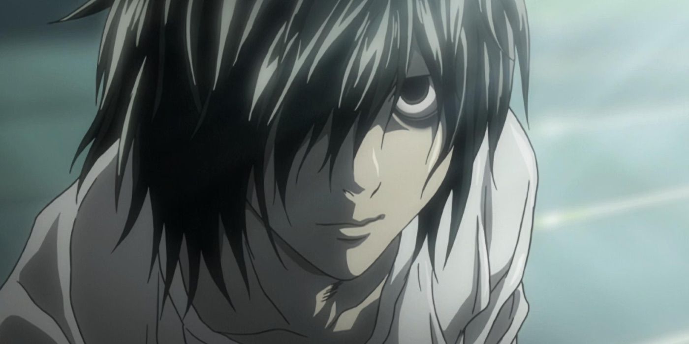 L Lawliet coberto de água após uma tempestade Death Note