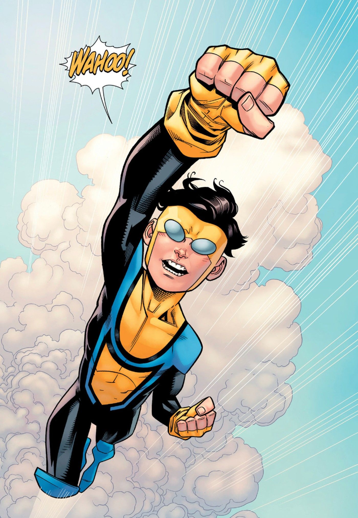 Invincible #144, Kid Invincible voando fantasiado pela primeira vez