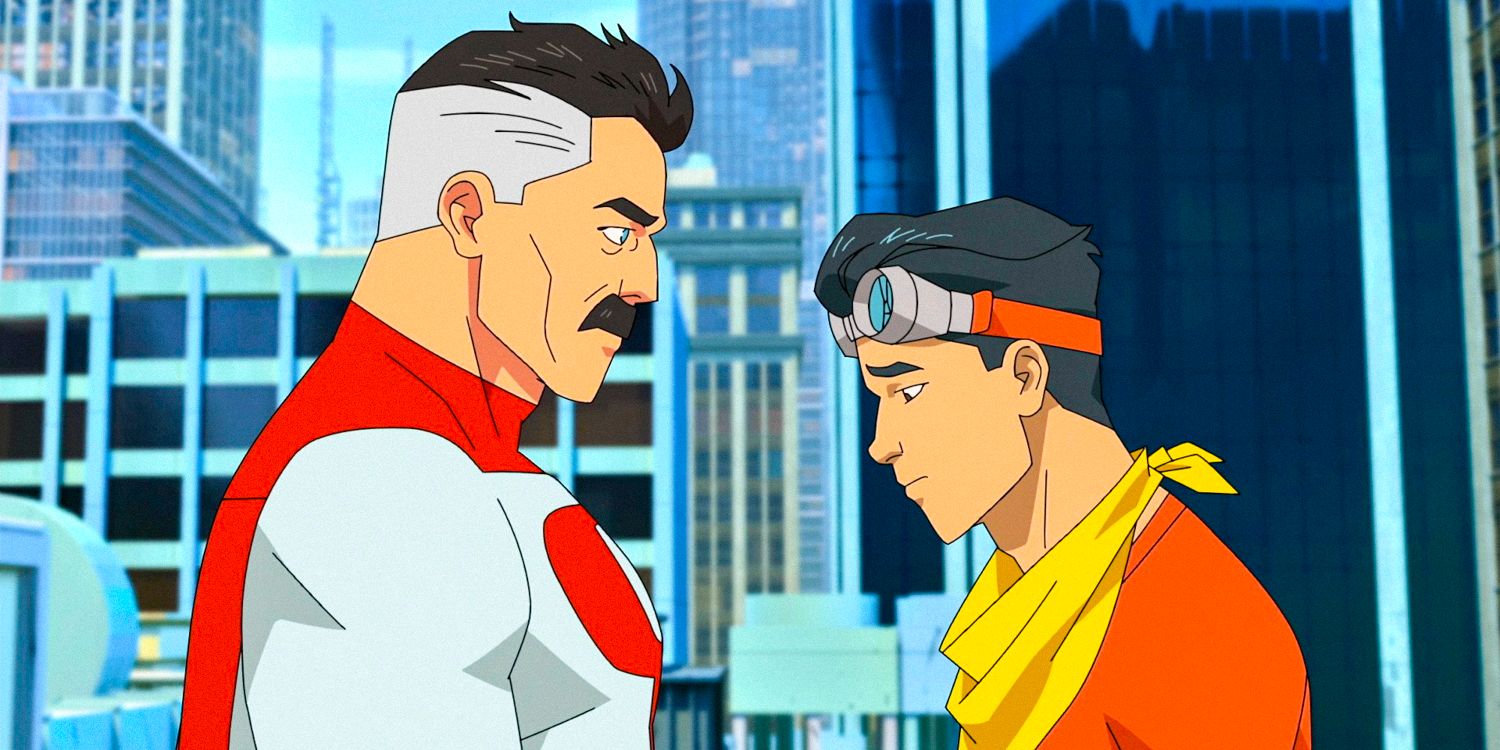 Omni-Man and Invincible face to face in an alternate dimension in Invincible season 2 ep 8