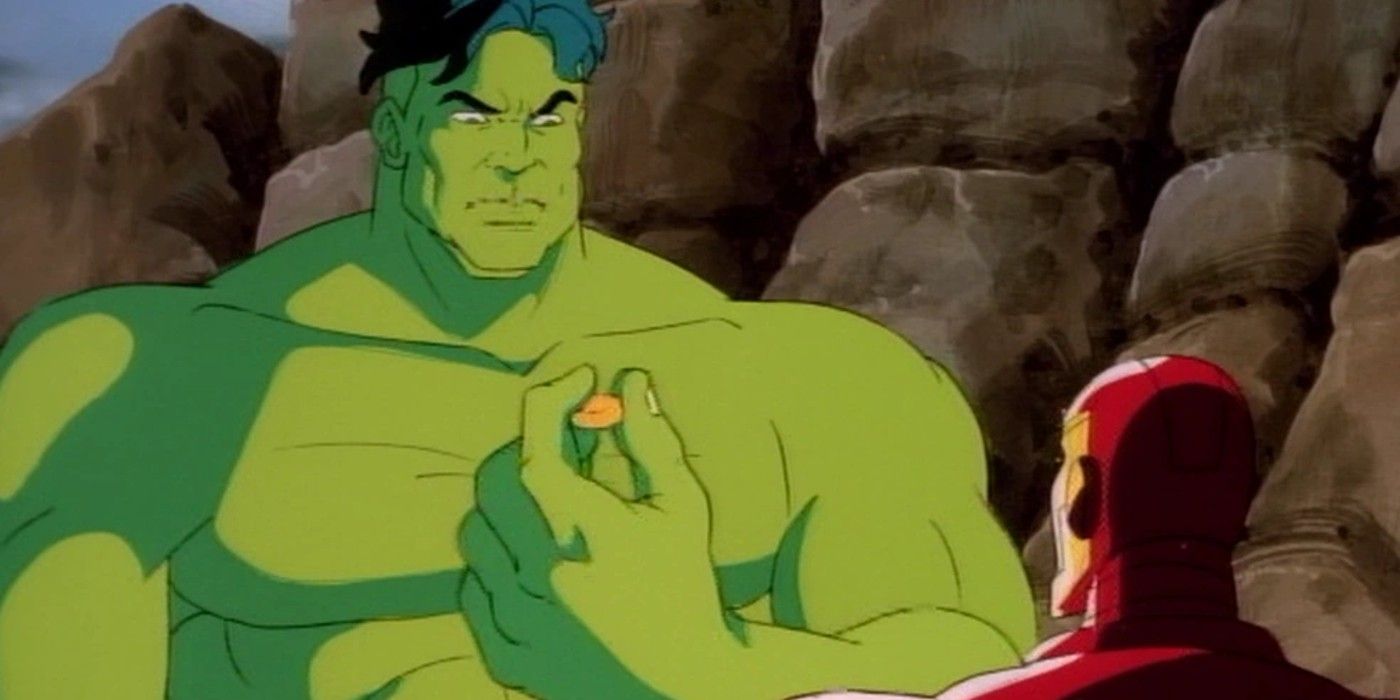 iron man the animated series, hulk buster, iron man and hulk inspect a ring