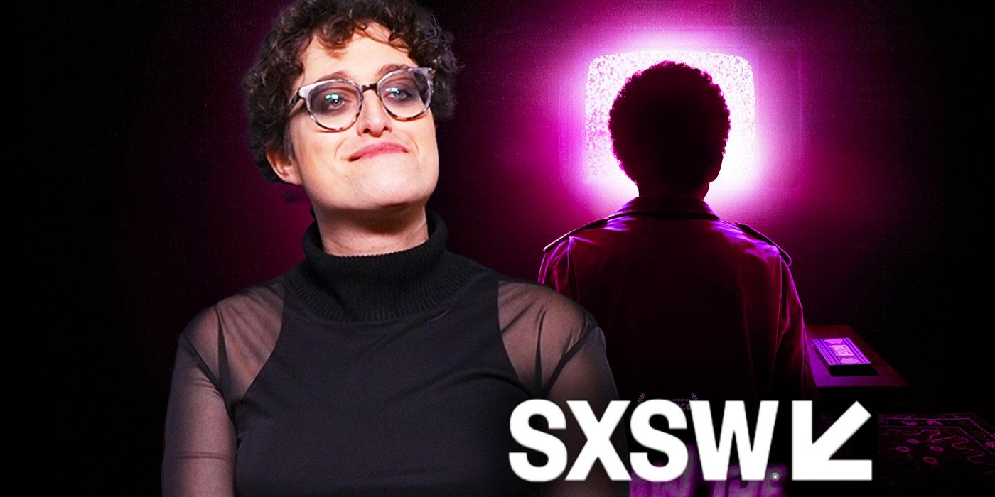 Edited image of I Saw the TV Glow interview at SXSW