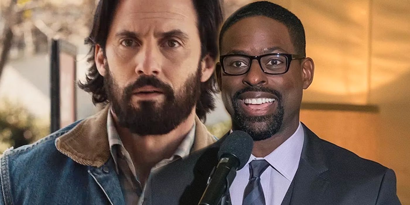 Jack Pearson looking worried and Randall Pearson looking happy in This Is Us