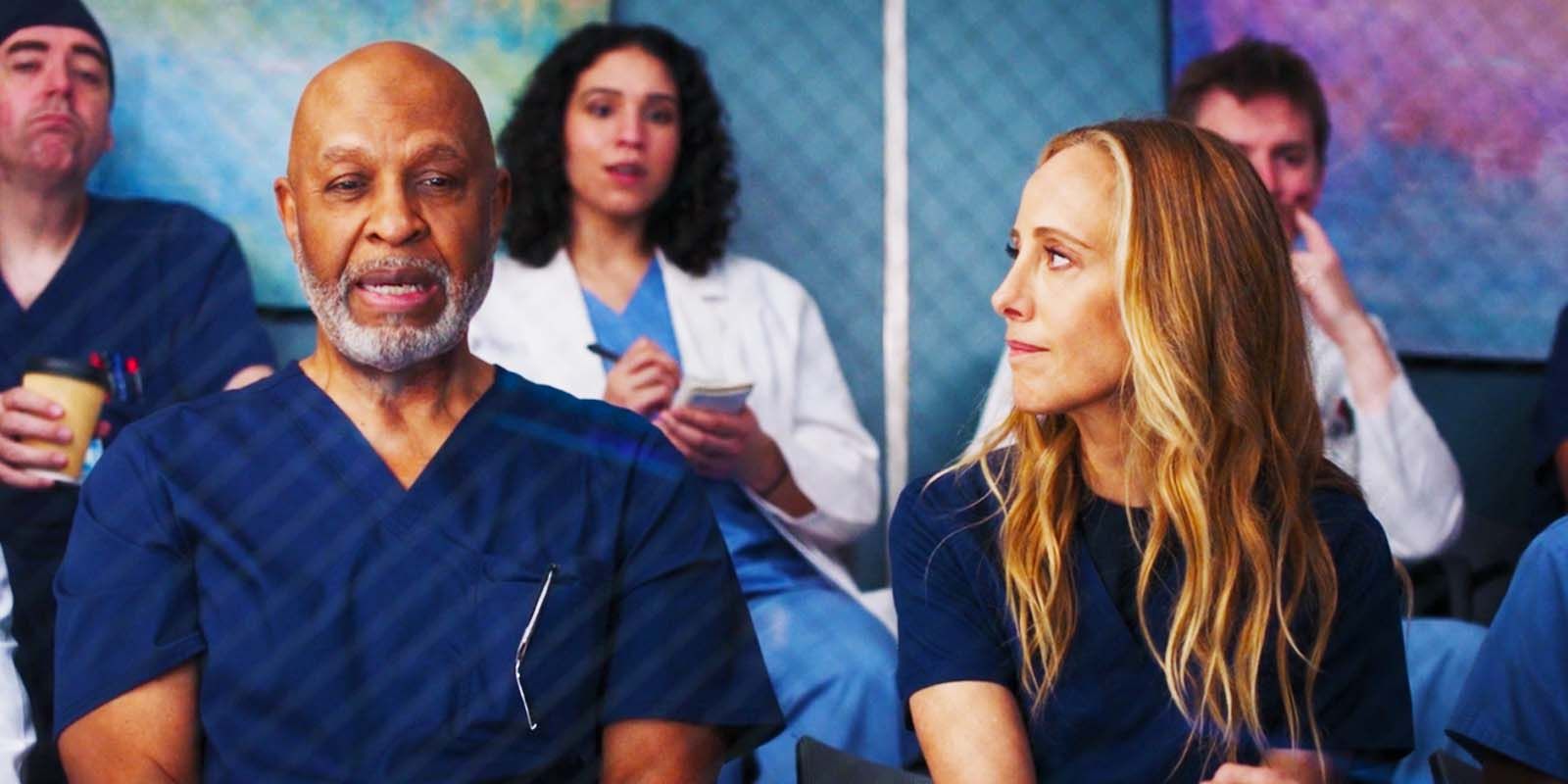 como Richard Webber e Kim Raver como Teddy Altman no episódio 4 da 20ª temporada de Grey's Anatomy
