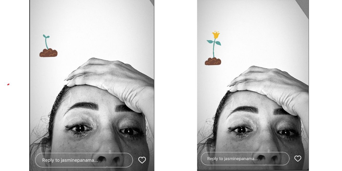 Jasmine Pineda em 90 dias Fiane no Instagram em selfie chorando