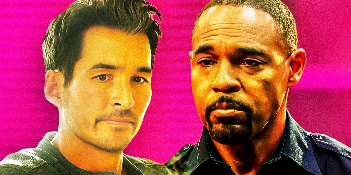 Jay Hayden as Travis Montgomery and Jason George as Ben Warren in Station 19