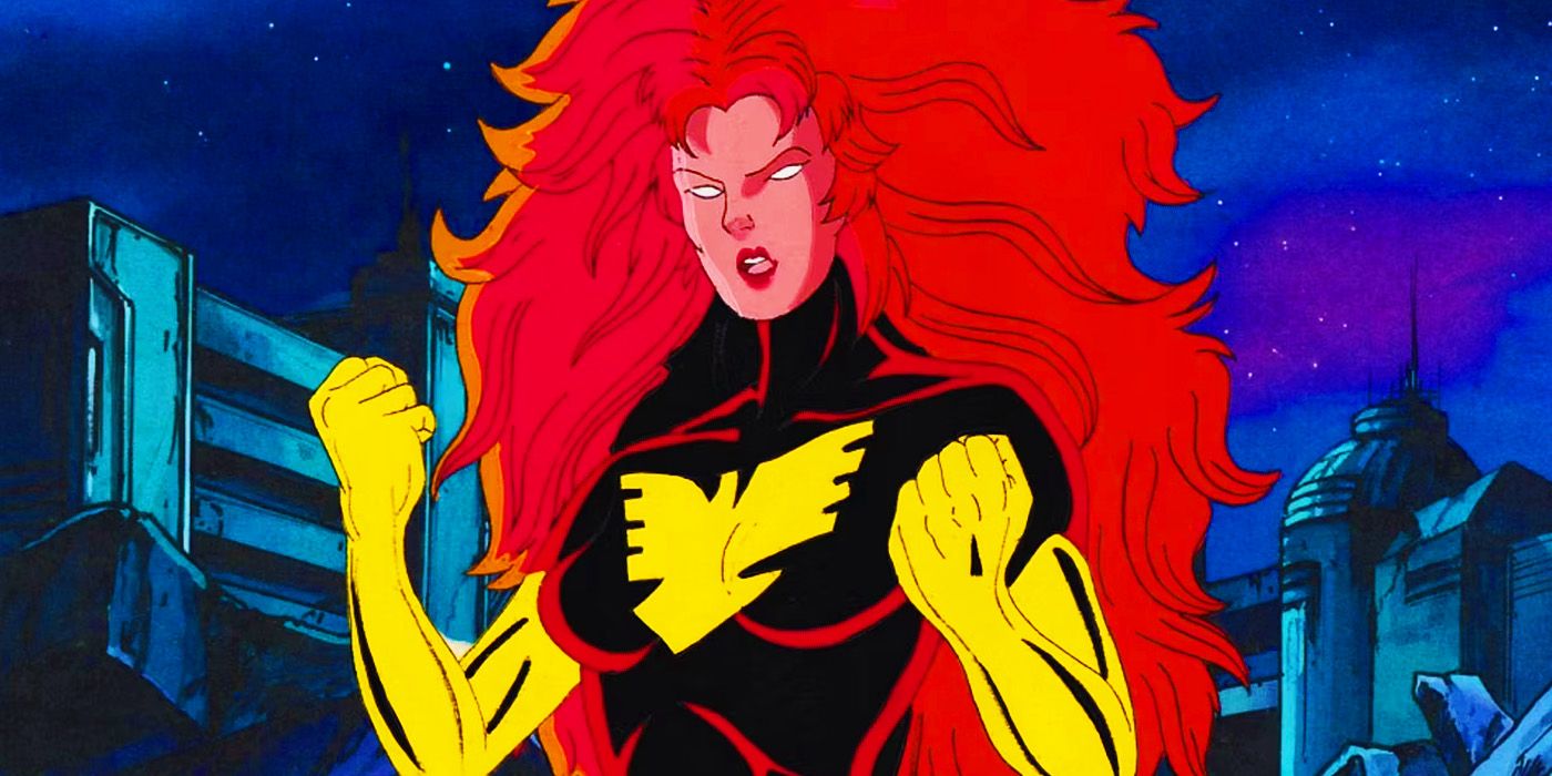 Jean Grey's Dark Phoenix making fists in X-Men The Animated Series