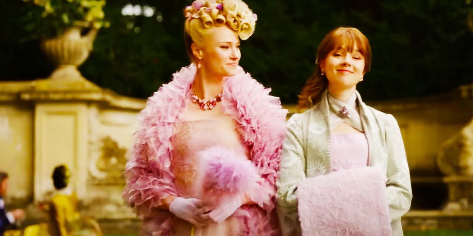 Jessica Madsen as Cressida Cowper and Claudia Jessie as Eloise Bridgerton in the Bridgerton season 3 trailer