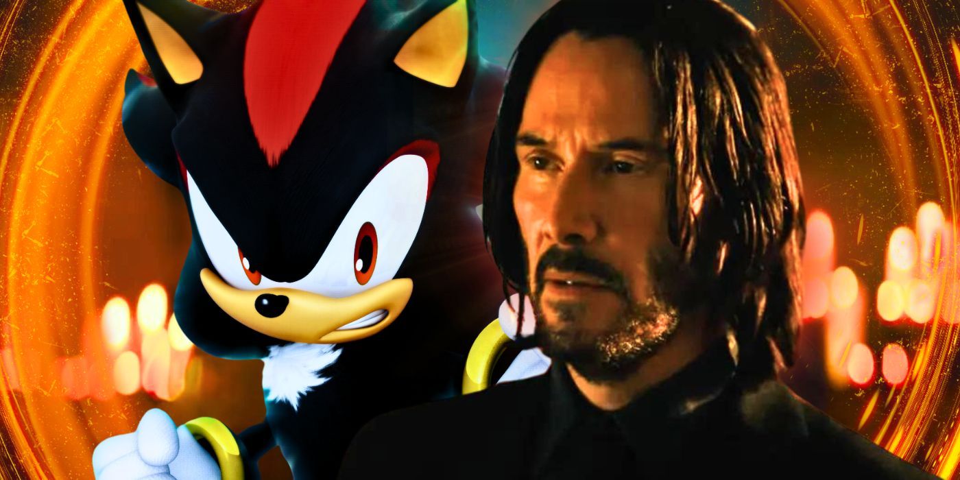 Uma imagem personalizada de Shadow the Hedgehog e Keanu Reeves como John Wick.