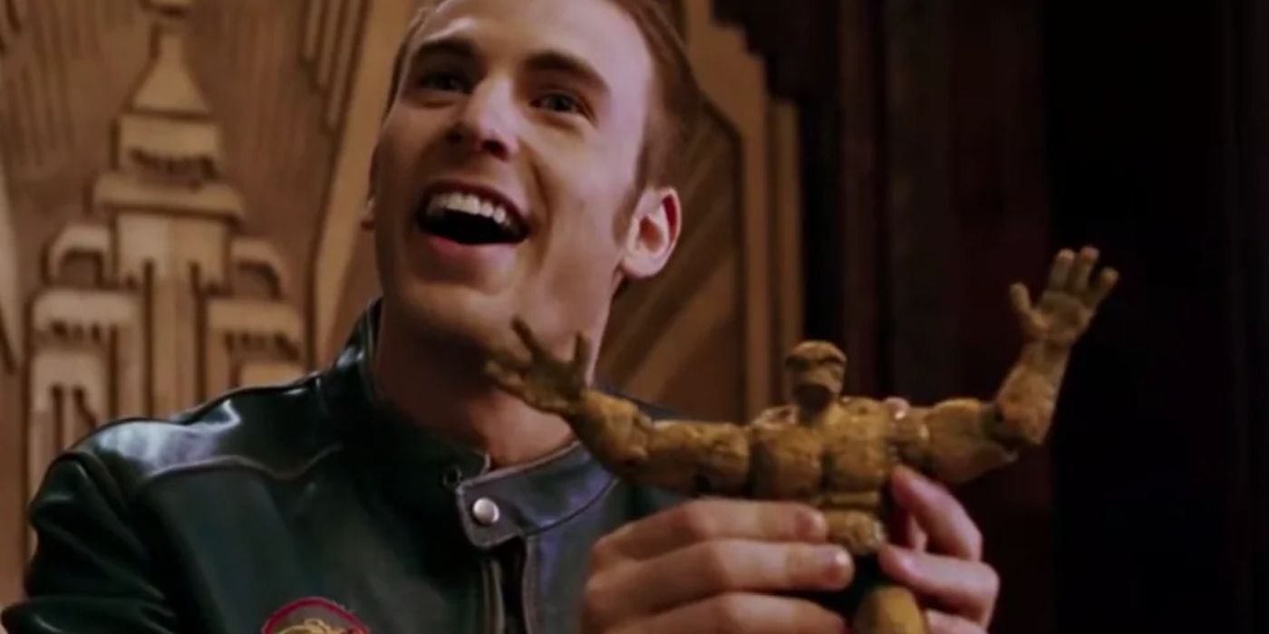 Johnny Storm with the Thing toy in Fantastic Four