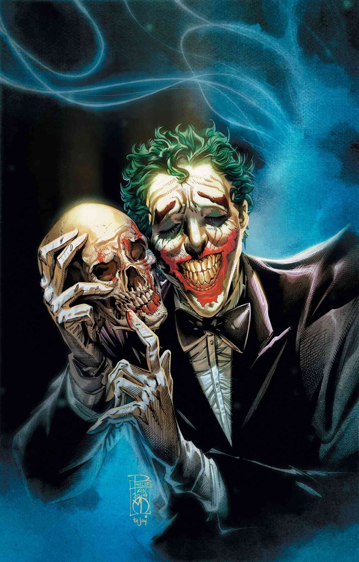 Joker holding a skull next to his face-2