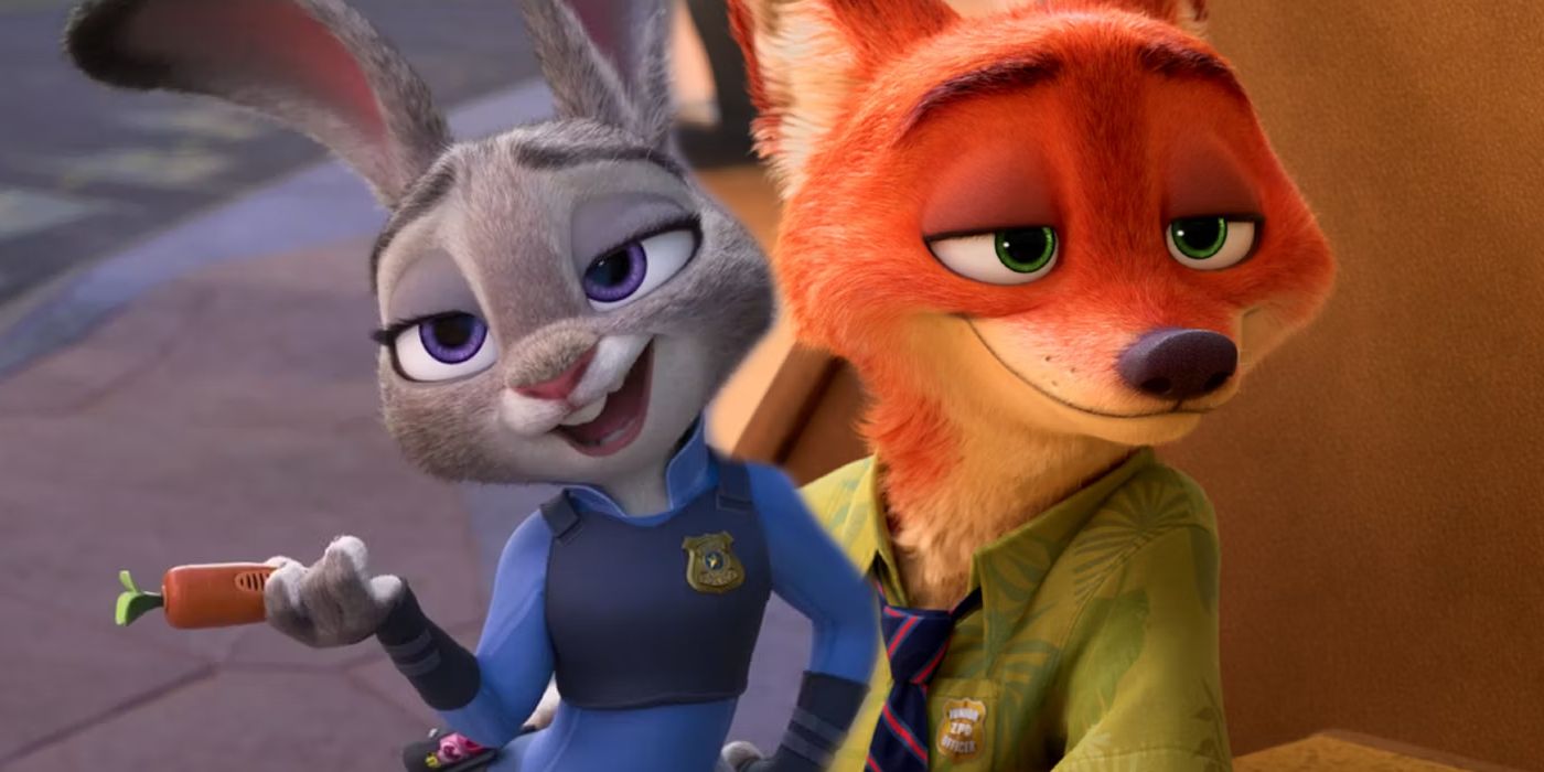 Judy Hopps looking confident next to Nick looking smug in Zootopia