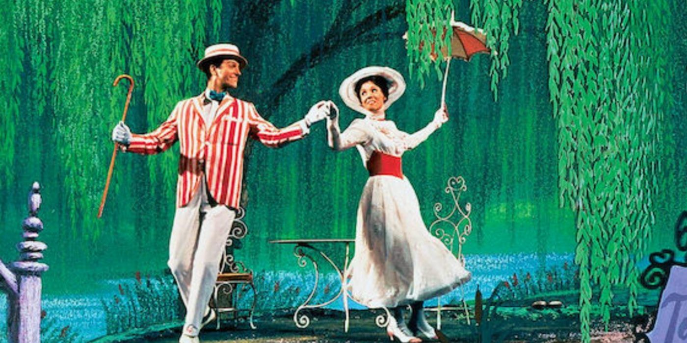Julie Andrews and Dick Van Dyke dancing in Mary Poppins