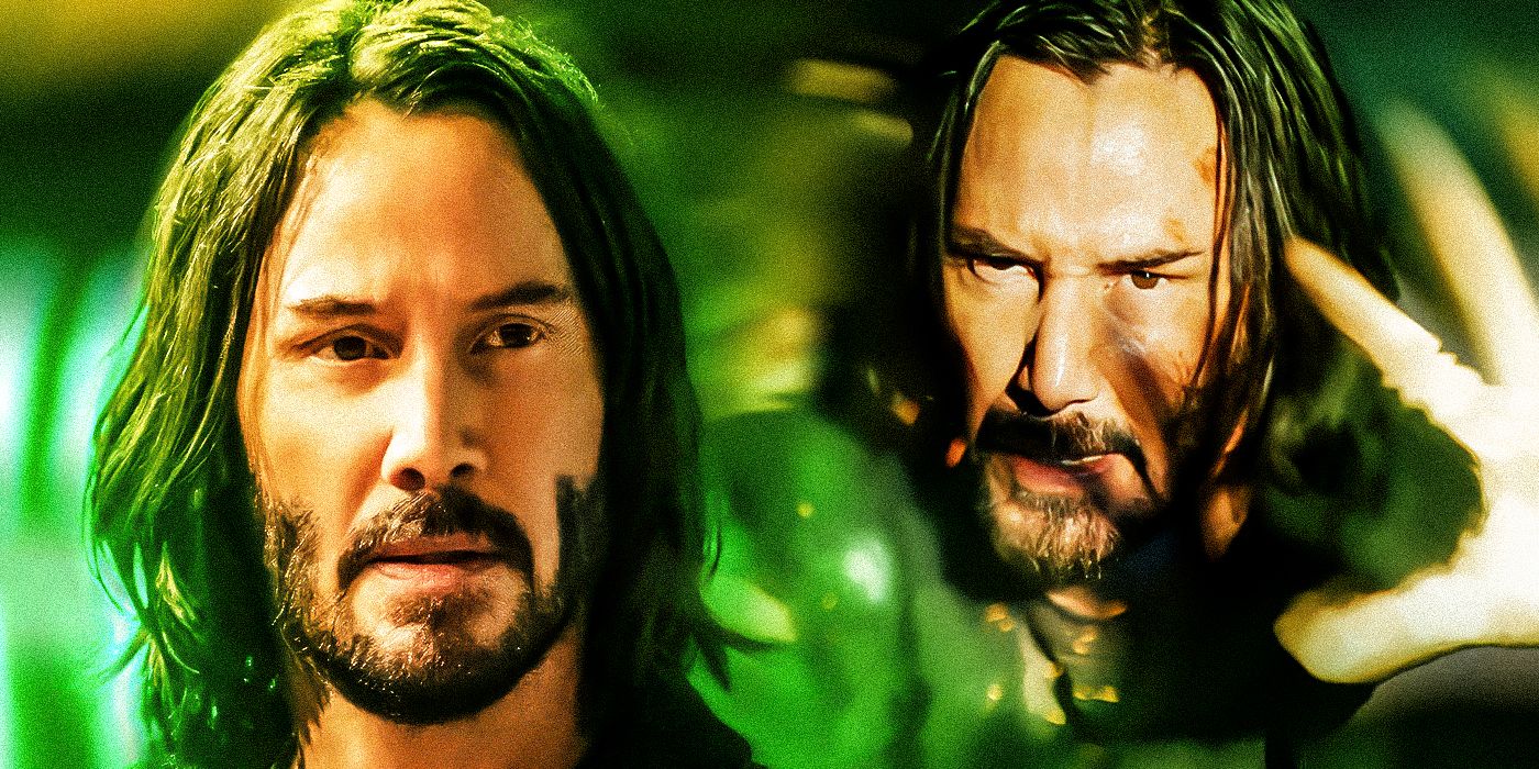 A custom image of Keanu Reeves as Neo in The Matrix Resurrections.