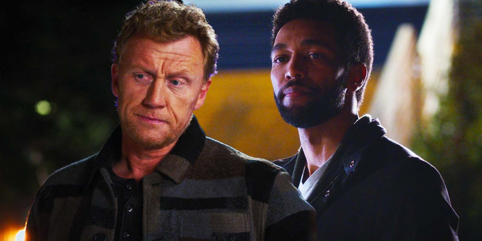 Kevin McKidd as Dr. Owen Hunt and Anthony Hill as Dr. Winston Ndugu in Grey's Anatomy season 20 episode 3