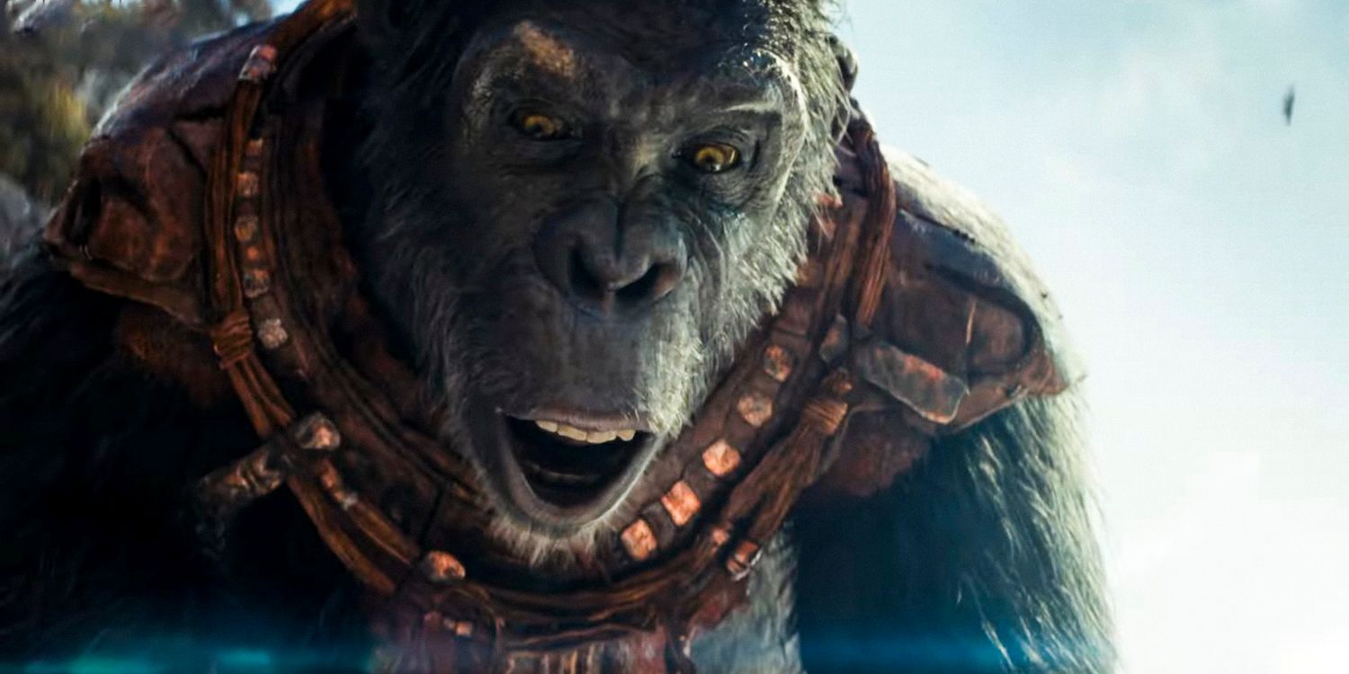 Close-up of Proximus Caesar with a surprised expression in Kingdom of the Planet of the Apes