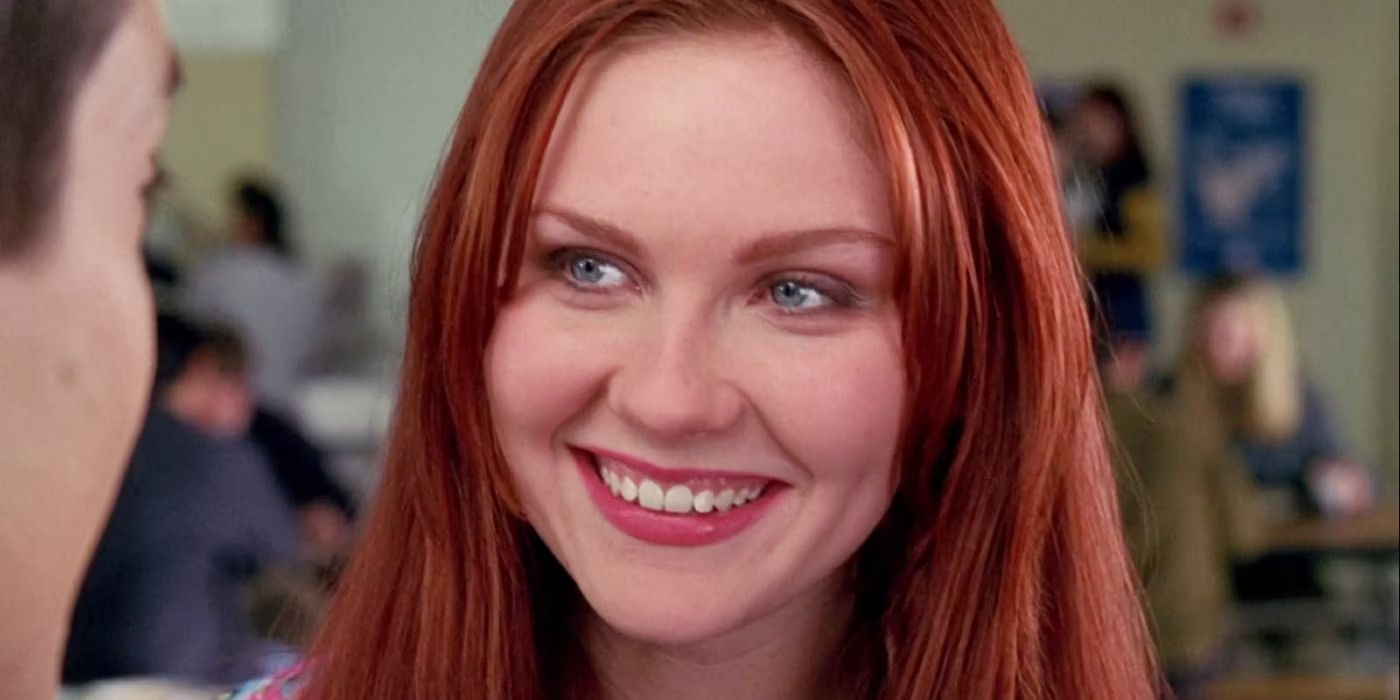 Kirsten Dunst's Mary-Jane smiles at Peter in Spider-Man
