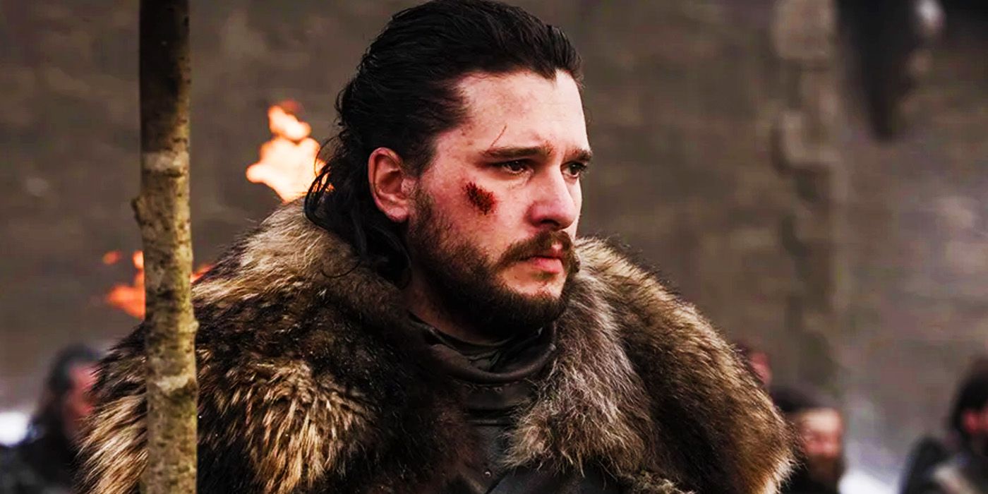 Kit Harington como Jon Snow com uma equipe em Game of Thrones