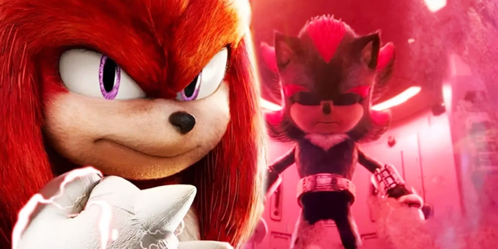 Knuckles parece confiante ao lado de Shadow the Hedgehog em confinamento em Sonic the Hedgehog live-action