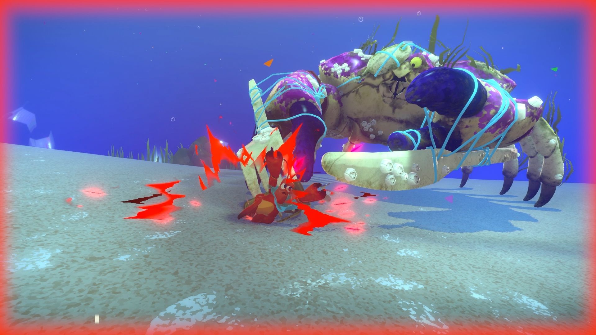 Kril lutando contra um dos chefes em Another Crab's Treasure