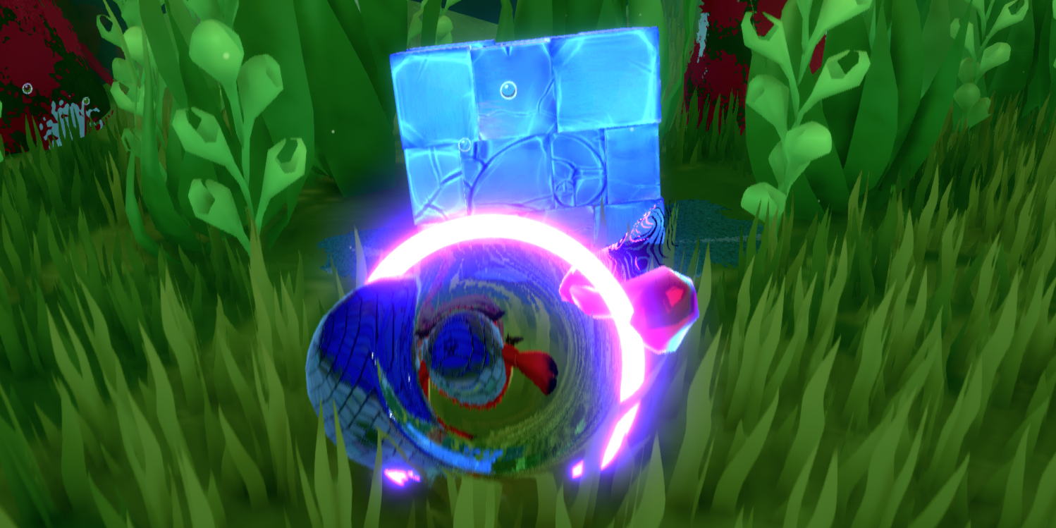 Kril using Mantis Punch to break an Umami Cube in Another Crab&rsquo;s Treasure