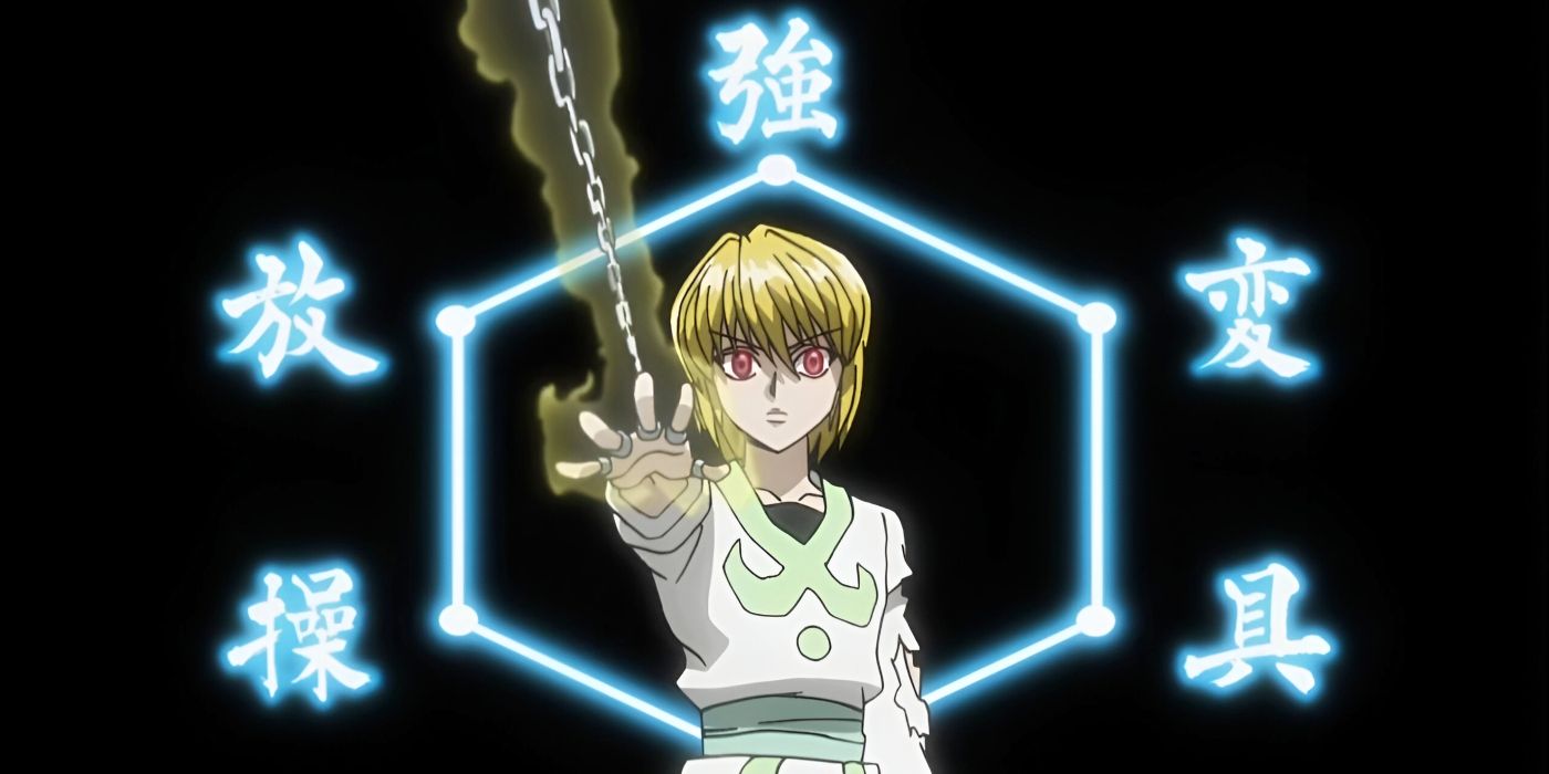 Kurapika reveals his Specialist ability, Emperor Time, during his fight with the Phantom Troupe's Uvogin in Hunter x Hunter.