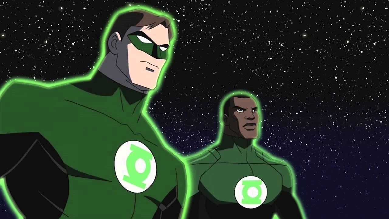 Characters Hal Jordan and John Stewart, Green Lanterns