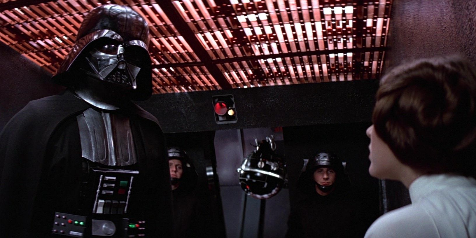 Darth Vader interrogates Princess Leia on the Death Star in Star Wars: Episode IV - A New Hope