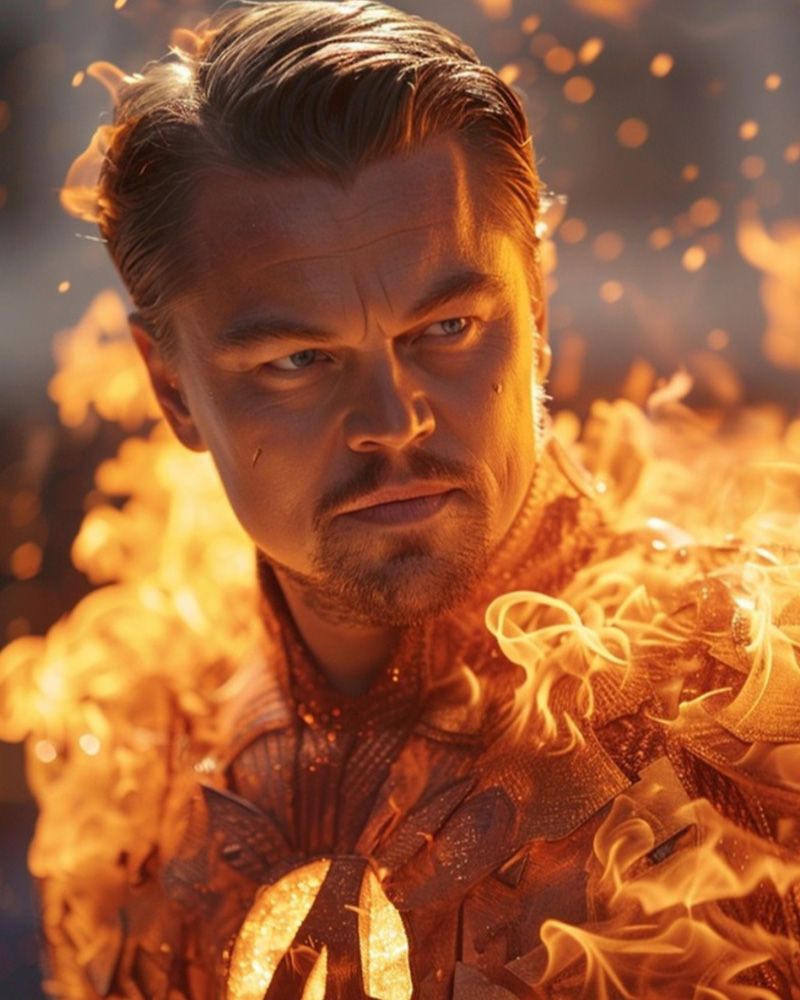 Leonardo DiCaprio as Human Torch in esheffects fan art