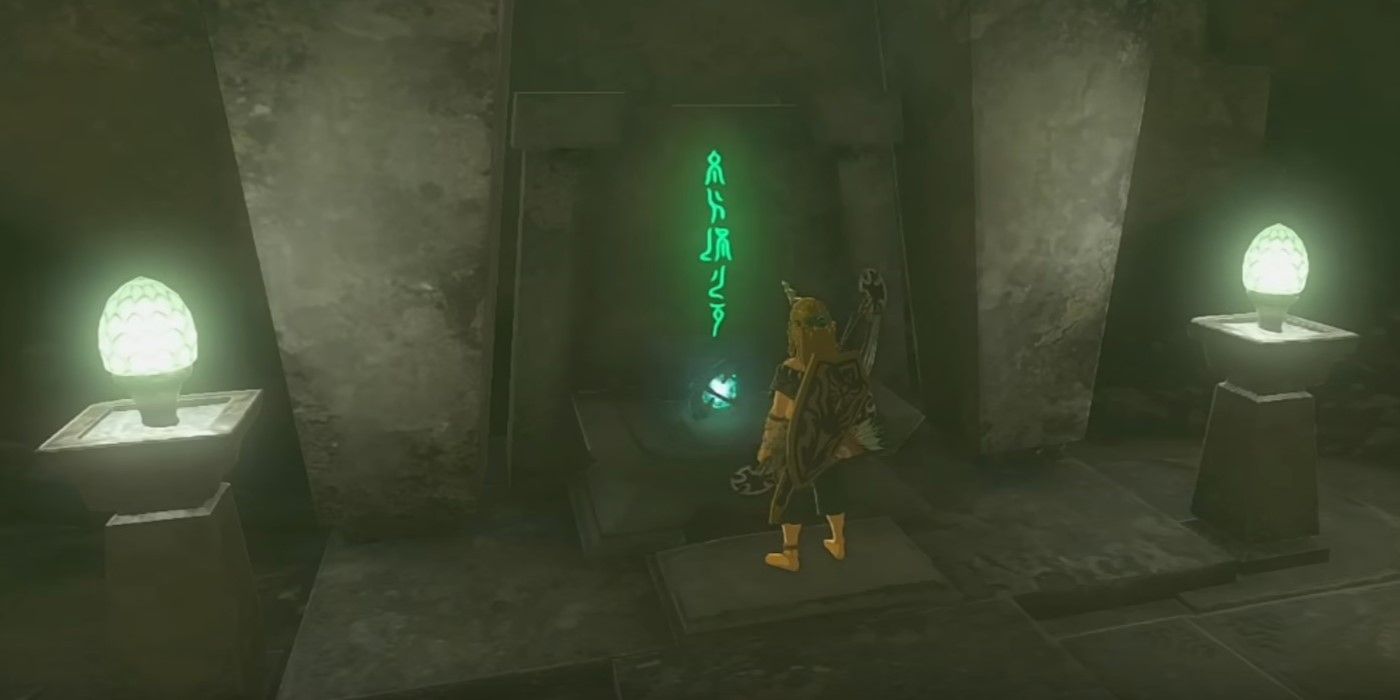 Link colocando uma carga Zonai em um altar em Tears of the Kingdom