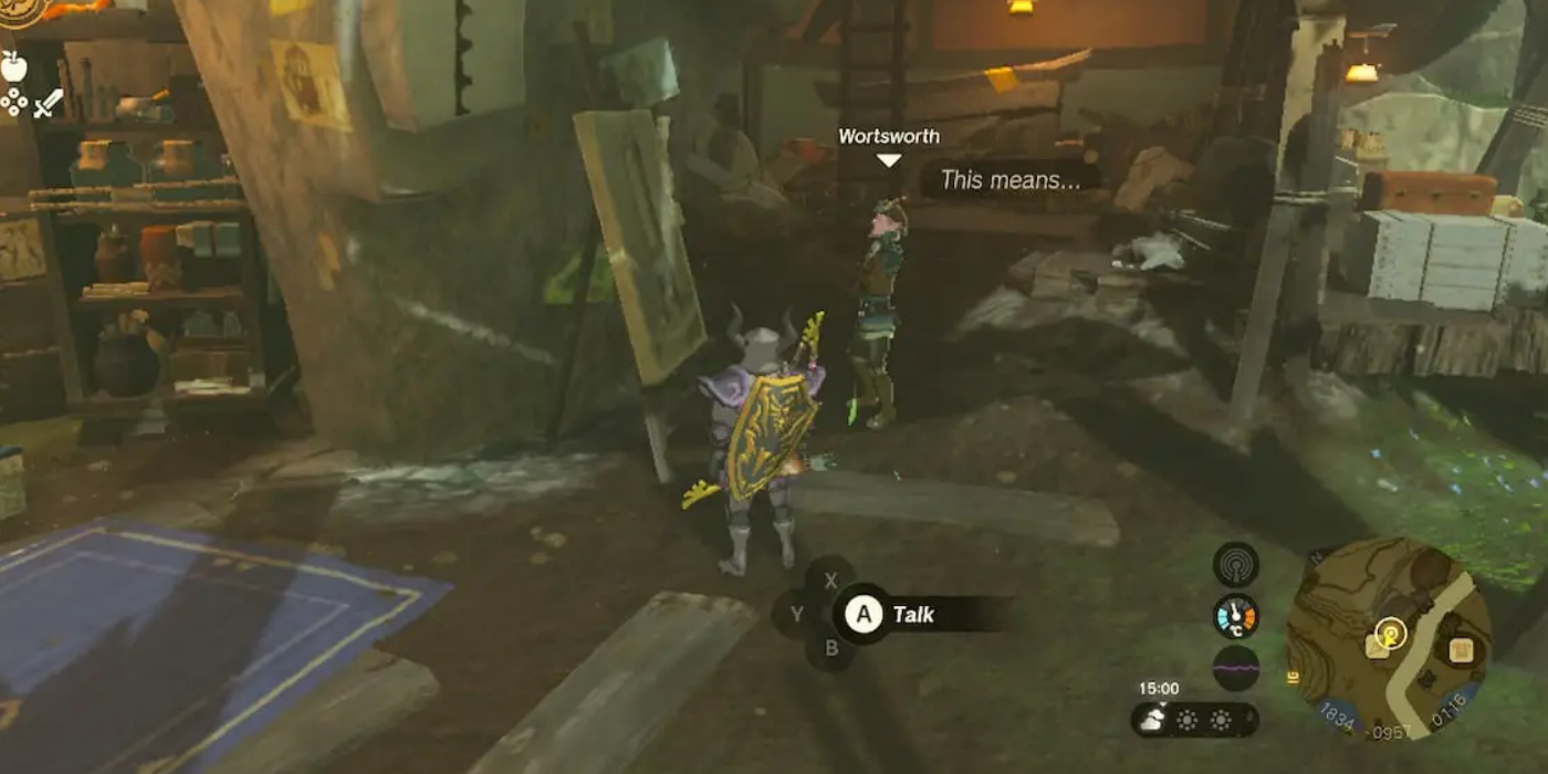 Link conversando com Wortsworth em Legend of Zelda Tears of the Kingdom