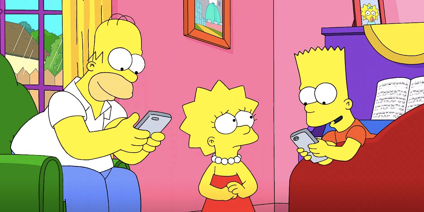Lisa looks worried as Bart and Homer are excited in The Simpsons season 35 episode 14