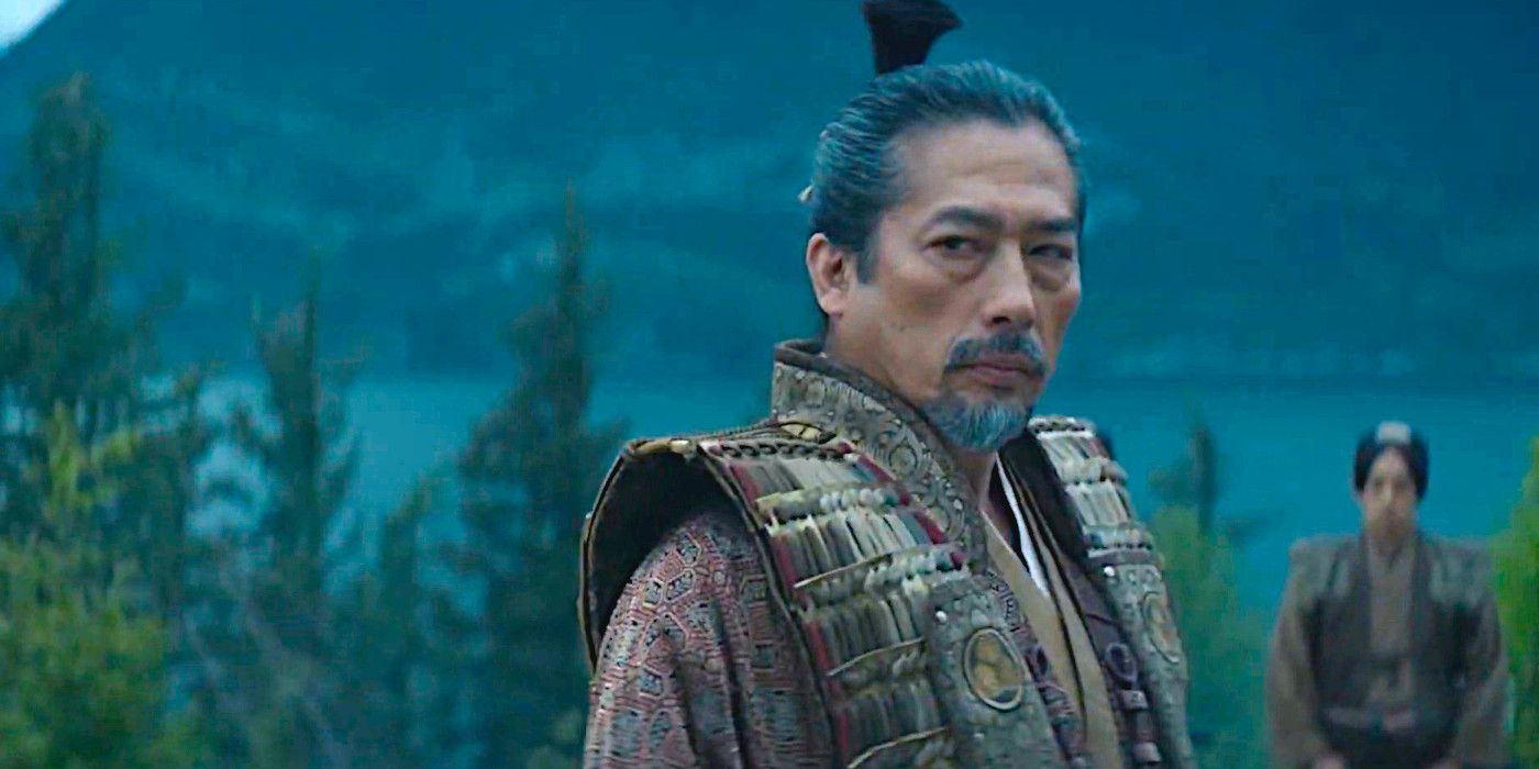 Lord Toranaga looks angry in a scene from Shogun episode 10