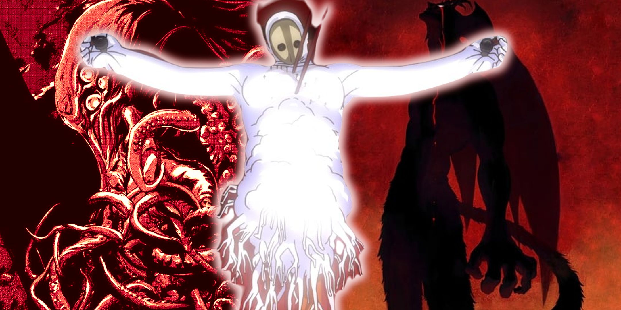Lovecraft inspired anime featured image with Lilith from Evangelion and Devilman