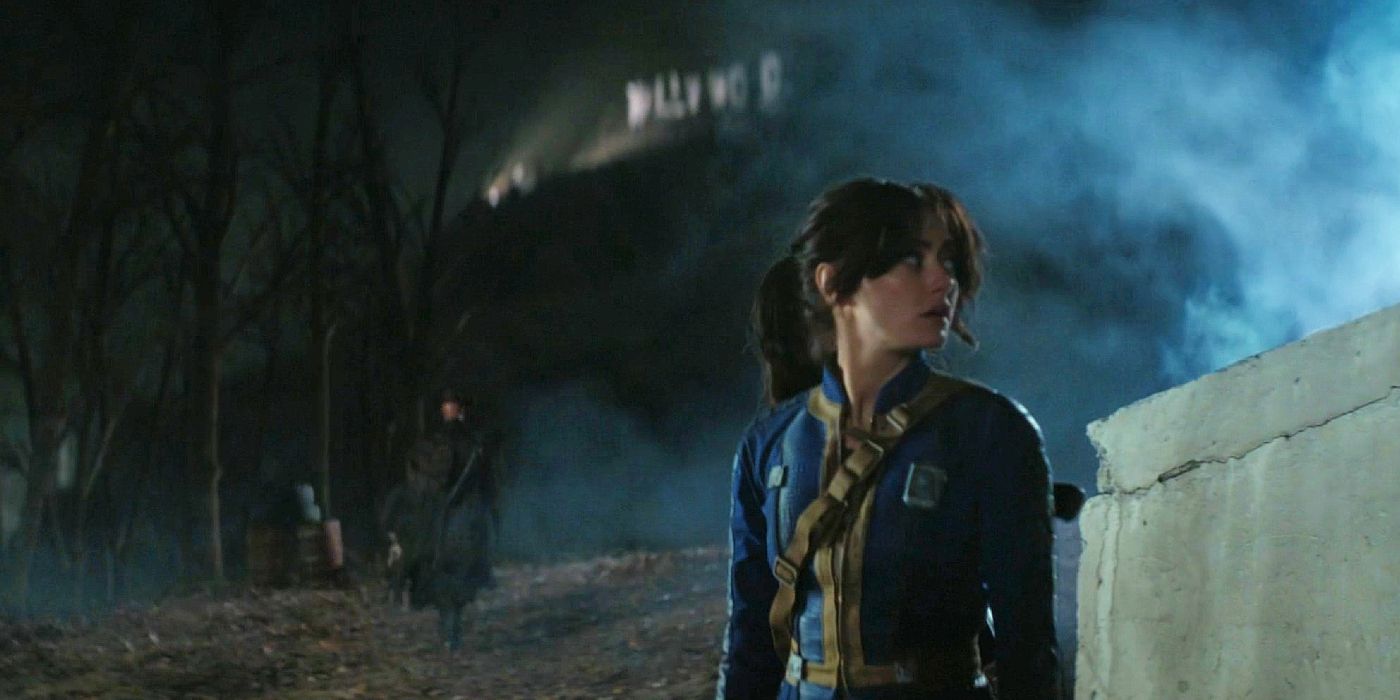 Lucy regarde derrière elle alors que The Ghoul s'éloigne dans la fin de la saison 1 de Fallout