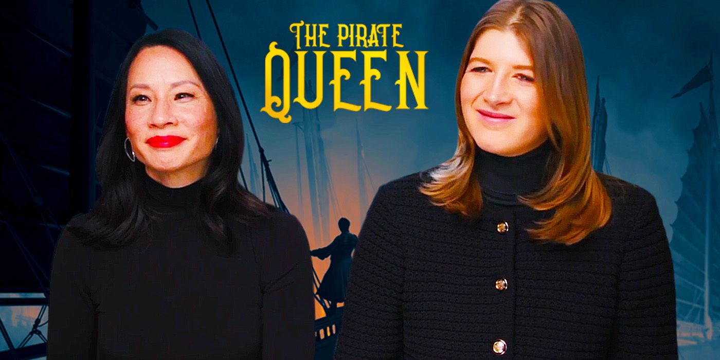 Edited image of Lucy Liu & Eloise Singer during Pirate Queen interview