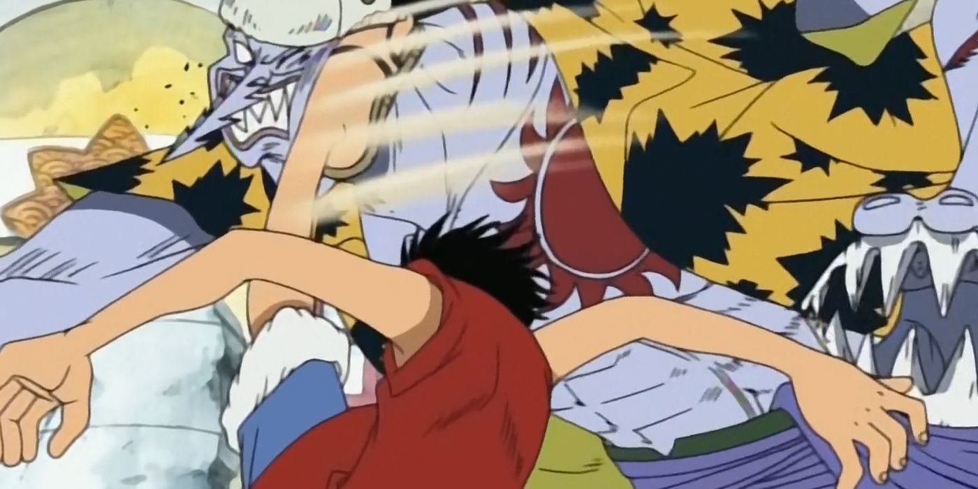 luffy kicks arlong in the face in one piece