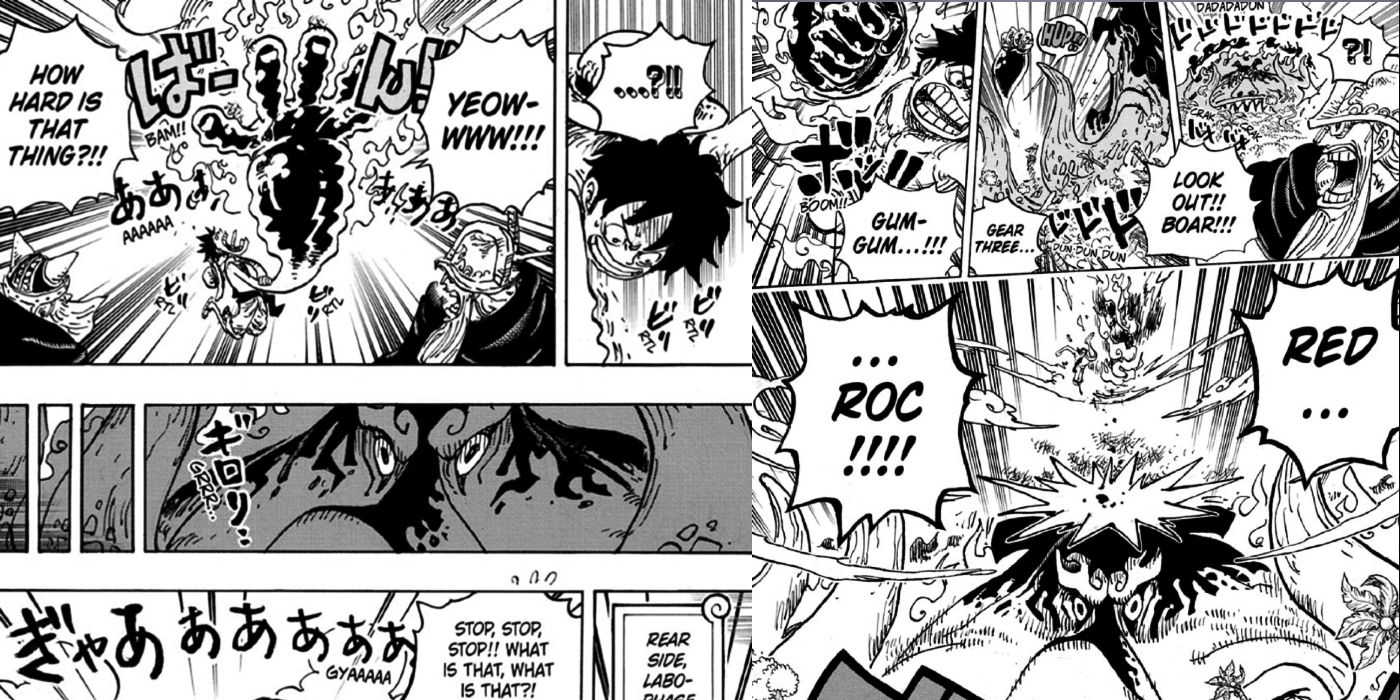 luffy punches topman warcury with red roc in One Piece