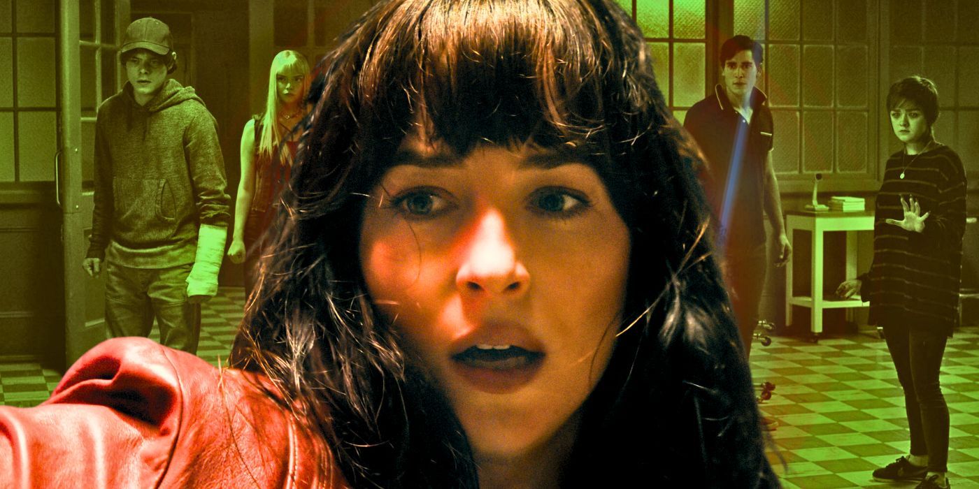 Split image of Madame Web scene with Dakota Johnson and The New Mutants scene with the main cast