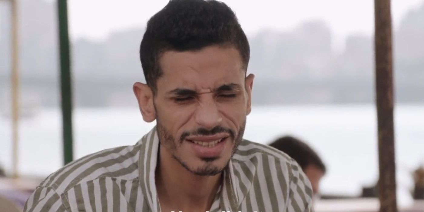 Mahmoud In 90 Day Fiance arguing with Nicole with squinting eyes in Egypt