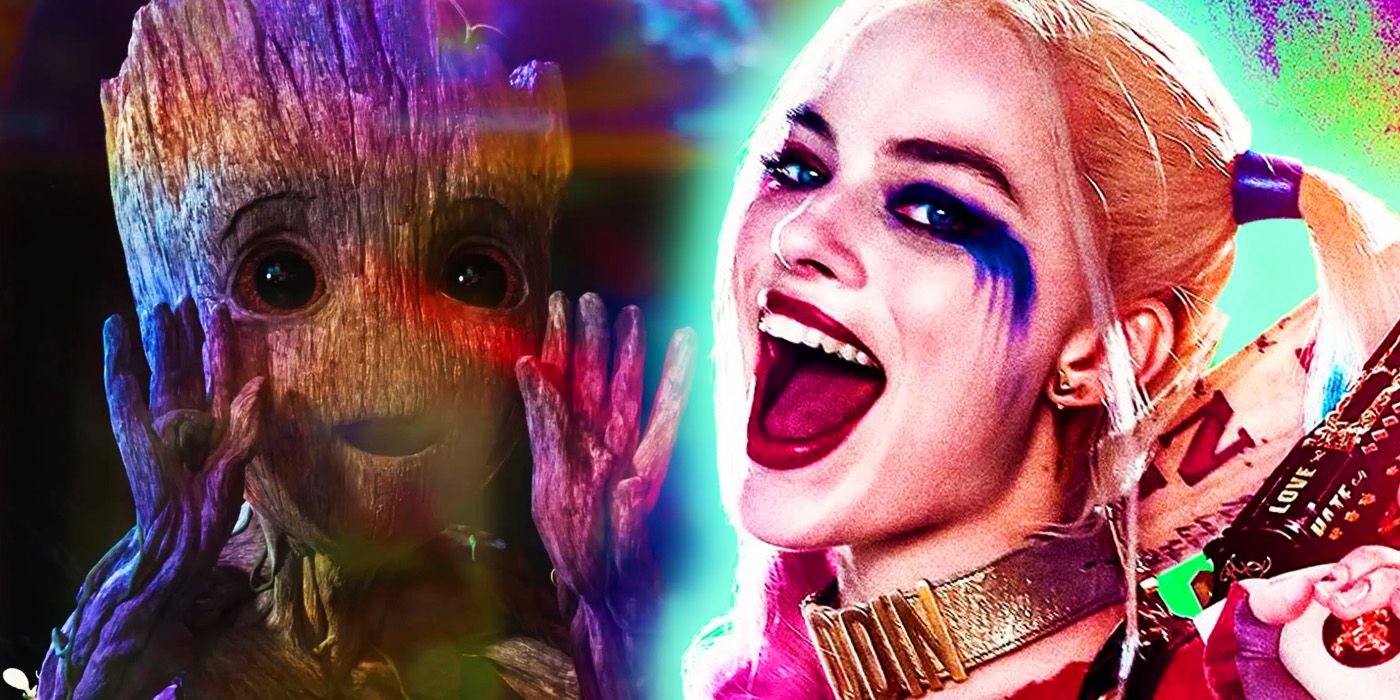 Margot Robbie's Harley Quinn in the DCEU and Groot in the MCU's I am Groot series