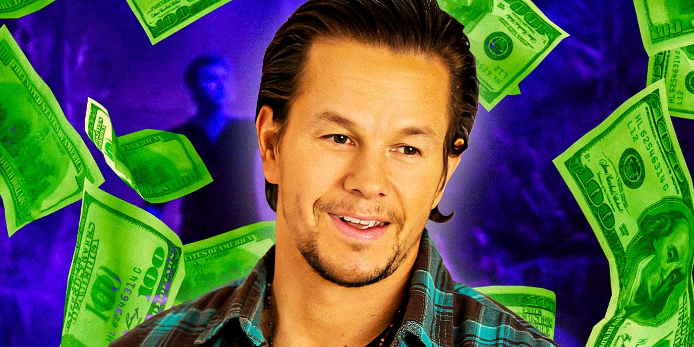 Uma imagem personalizada de Mark Wahlberg em frente a um fundo de dinheiro