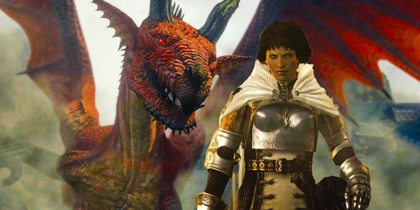 Mercedes, a warrior, and the Dragon, Grigori, from Dragon's Dogma.