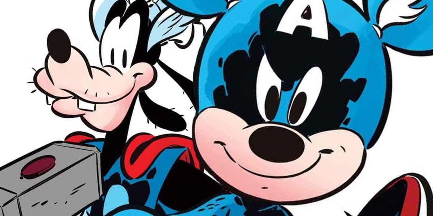 mickey mouse as captain america, goofy as thor