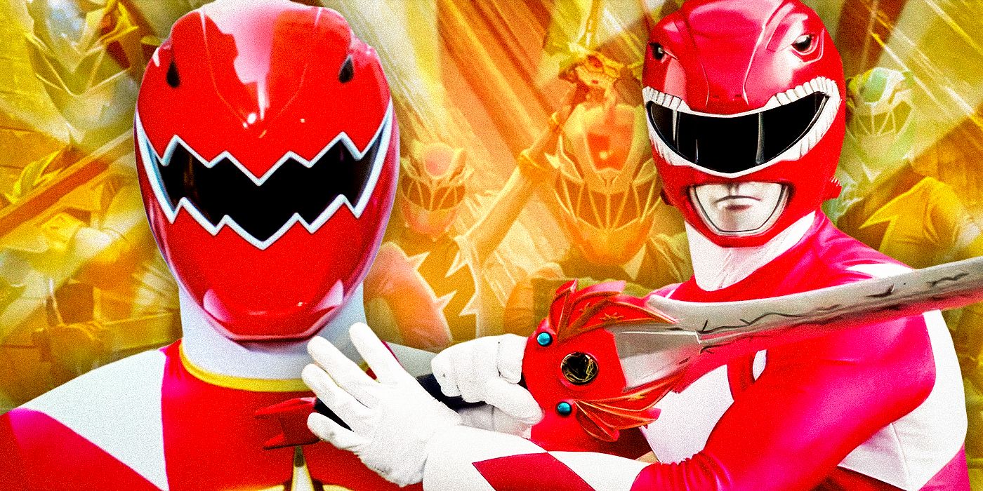 Dino Thunder Red, Dino Fury's Team, and Mighty Morphin Red in Power Rangers