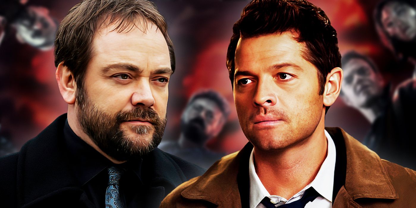 Misha Collins as Castiel and Mark Sheppard as Crowley from Supernatural 