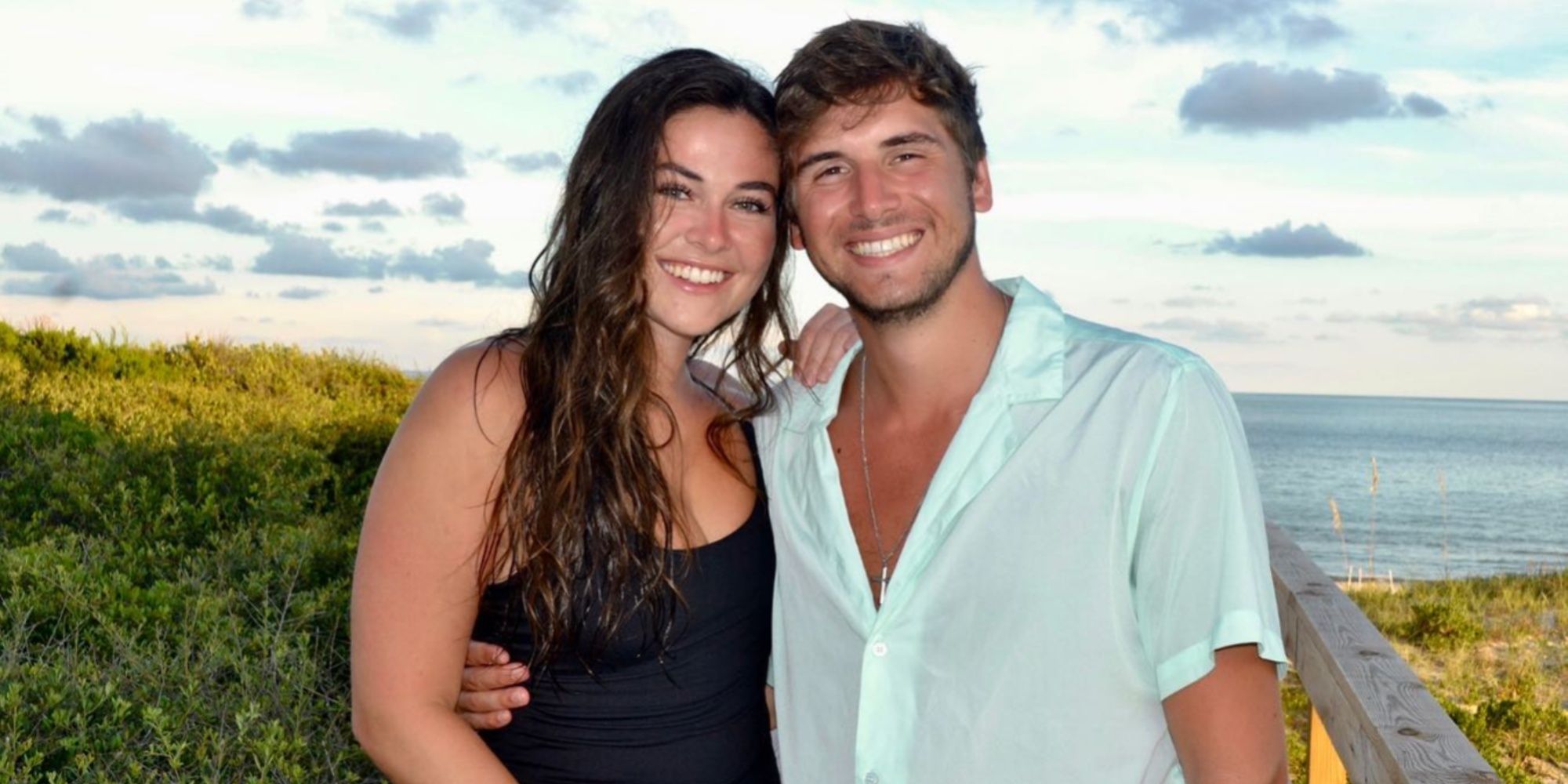 Below Deck Med Reid Jenkins with girlfriend Kassidy with arms around each other smiling.