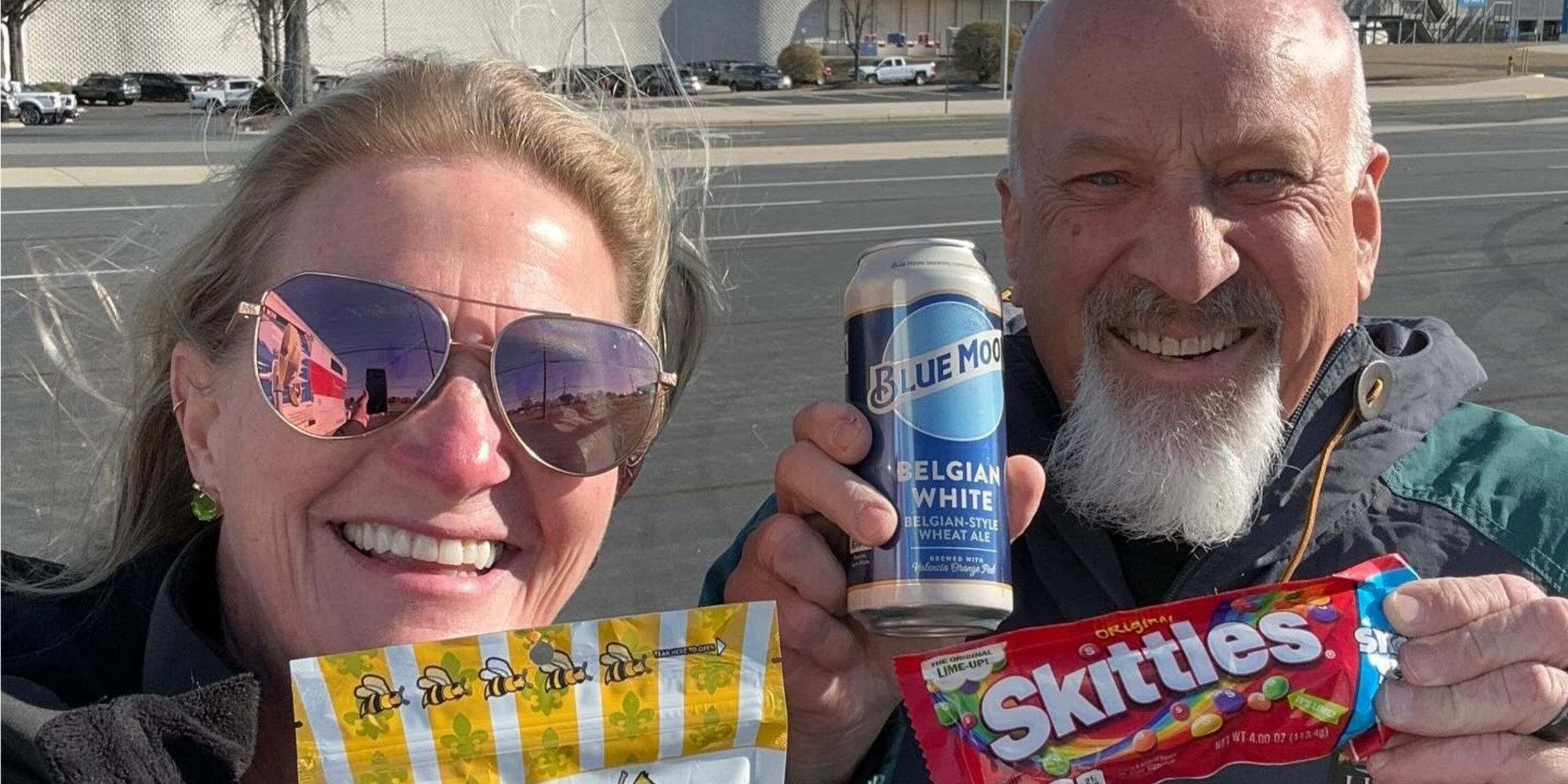 Sister Wives Christine Brown and David Woolley holding snacks 